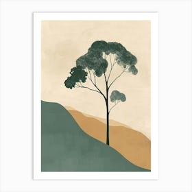 Boxwood Tree Minimal Japandi Illustration 2 Art Print