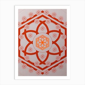 Geometric Abstract Glyph Circle Array in Tomato Red n.0160 Art Print
