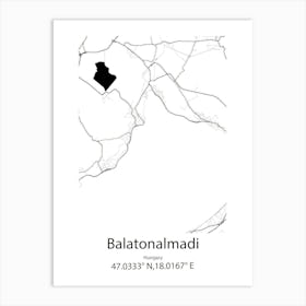 Balatonalmadi,Hungary Minimalist Map Art Print