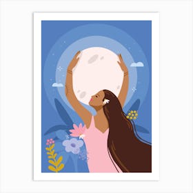 Moon Goddess Magic – Blue Art Print Art Print