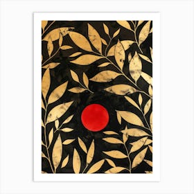 Gold Leaf And Red Dot Art Print