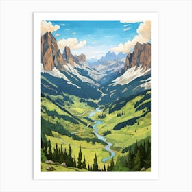 Dolomites Alta Via Italy 2 Vintage Travel Illustration Art Print