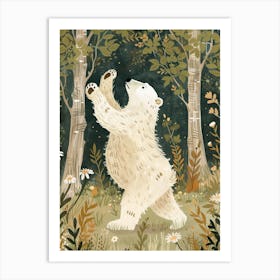 Polar Bear Dancing In The Woods Storybook Illustration 4 Art Print