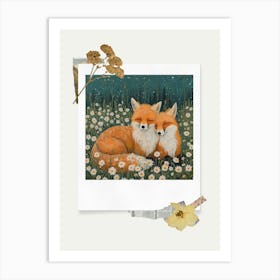 Scrapbook Foxes Fairycore Painting 3 Art Print