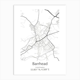 Barrhead,United Kingdom Minimalist Map Art Print