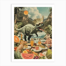 Abstract Dinosaur Jurassic Retro Collage 1 Art Print