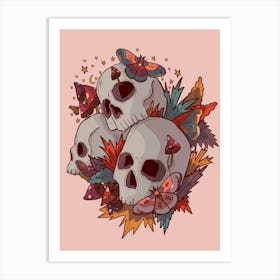 Moths And Skulls Art Print