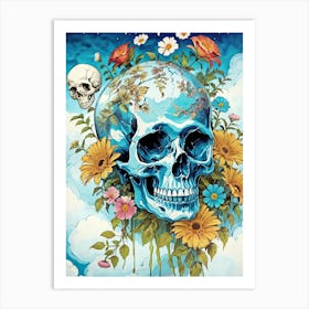 Surrealist Floral Skull Painting (28) Art Print