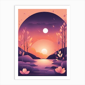 Sunset Landscape VECTOR ART Art Print