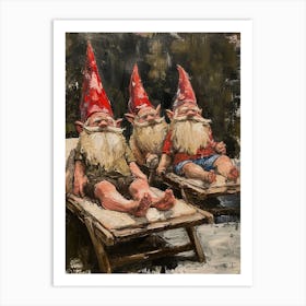 Gnomes On Vacation 2 Art Print