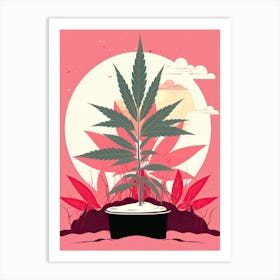 Marijuana Plant In A Pot, cannabis Art Print