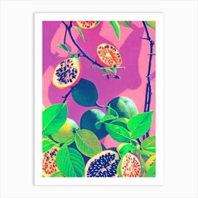Passionfruit Risograph Retro Poster Fruit Art Print