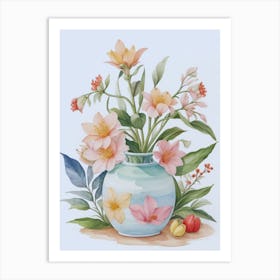 Watercolor Flowers In A Vase 6 Art Print