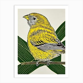 Yellowhammer Linocut Bird Art Print