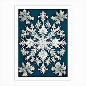 Winter Snowflake Pattern, Snowflakes, Vintage Botanical 1 Art Print