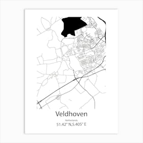 Veldhoven,Netherlands Minimalist Map Art Print