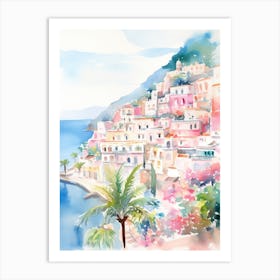 Positano, Italy Watercolour Streets 2 Art Print