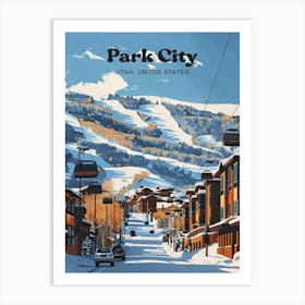 Park City Utah Snow Travel Art Illustration Art Print