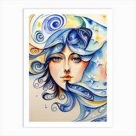 Watercolor Of A Woman 1 Art Print