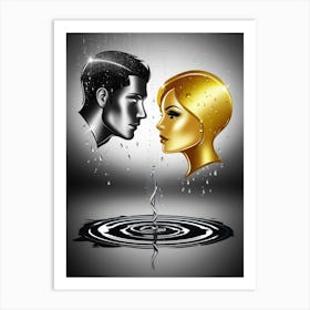 Man And Woman In Water Art Print