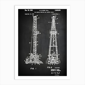 Oil Well Derrick, Oil Field Gift, Oil Derrick Patent, Drilling Rig, Oil Rig Art, Oil Rig Print, Oil Rig Blueprint,Oil Rig Decor, Co9331 Art Print