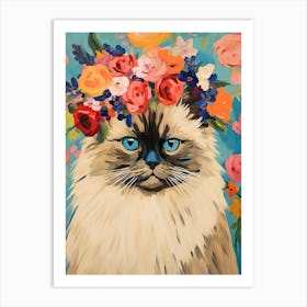 Himalayan Cat With A Flower Crown Painting Matisse Style Art Print