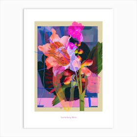 Canterbury Bells 3 Neon Flower Collage Poster Art Print