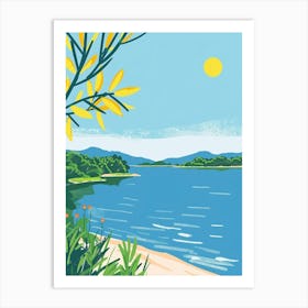 Lake Towada Japan 3 Colourful Illustration Art Print