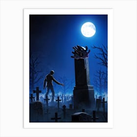 Zombies In The Cemetery 1 Art Print