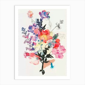 Coral Bells Collage Flower Bouquet Art Print