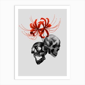 Skulls And Flowers Art Print