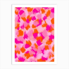 Pink And Orange Abstract Brushstrokes Pattern Art Print