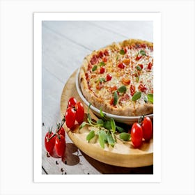 Pizza With Tomatoes And Herbs Art Print