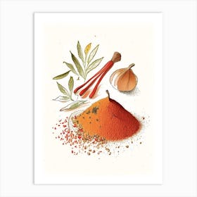 Chili Powder Spices And Herbs Pencil Illustration 1 Art Print