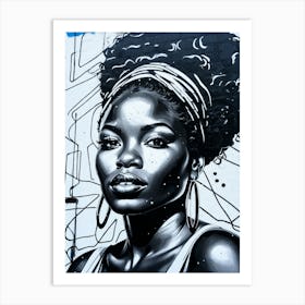 Graffiti Mural Of Beautiful Black Woman 246 Art Print