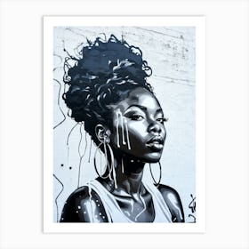 Graffiti Mural Of Beautiful Black Woman 63 Art Print