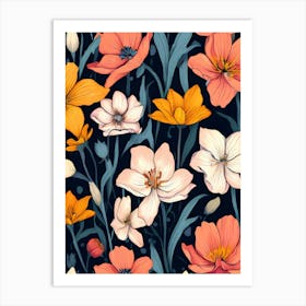 Floral Seamless Pattern 6 Art Print