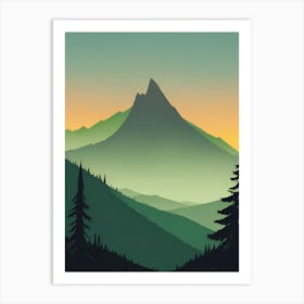 Misty Mountains Vertical Composition In Green Tone 188 Art Print