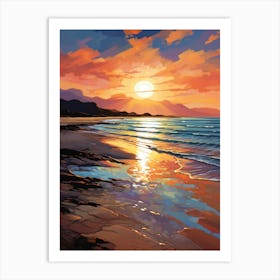 A Vibrant Painting Of Dornoch Beach Highlands Scotland 1 Art Print