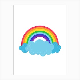 Children's, Art, Cute, Rainbow, Clouds, Nursery, Cot, Bedroom, Baby, Fun, Boys, Girls, Wall Art Art Print