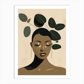 African Woman With Leaves On Her Head Art Print