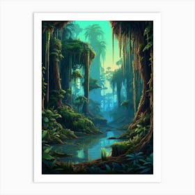 Amazon Rainforest Pixel Art 2 Art Print