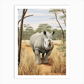 Rhinoceros In The African Savannah 2 Art Print