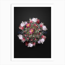 Vintage Rose of Love Bloom Flower Wreath on Wrought Iron Black n.0515 Art Print