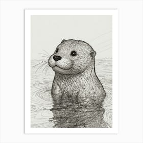 Otter In The Water 1 Art Print