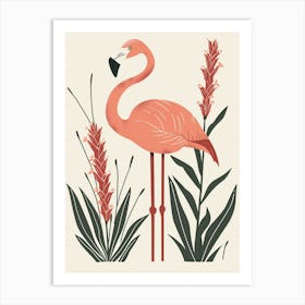 Chilean Flamingo Ginger Plants Minimalist Illustration 2 Art Print