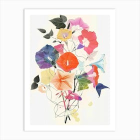 Morning Glory 3 Collage Flower Bouquet Art Print