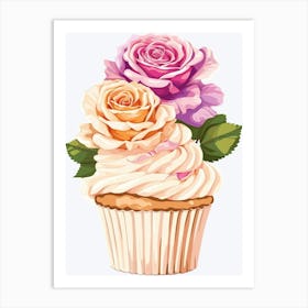 English Roses Painting Rose In A Cupcake 1 Art Print