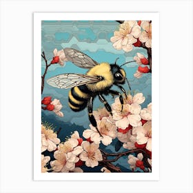 Bumblebee Animal Drawing In The Style Of Ukiyo E 2 Art Print