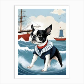 Boston Terrier Sailor-Reimagined 5 Art Print